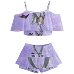 Cute Little Pegasus With Butterflies Kids  Off Shoulder Skirt Bikini by FantasyWorld7