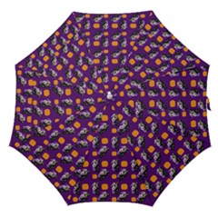 Halloween Skeleton Pumpkin Pattern Purple Straight Umbrellas by snowwhitegirl