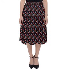 Vintage Floral Black Classic Midi Skirt by snowwhitegirl