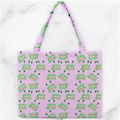 Green Alien Monster Pattern Pink Mini Tote Bag by snowwhitegirl