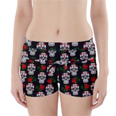 Skull Pattern Black Boyleg Bikini Wrap Bottoms by snowwhitegirl