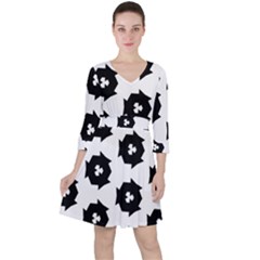 Black And White Pattern Ruffle Dress by Simbadda