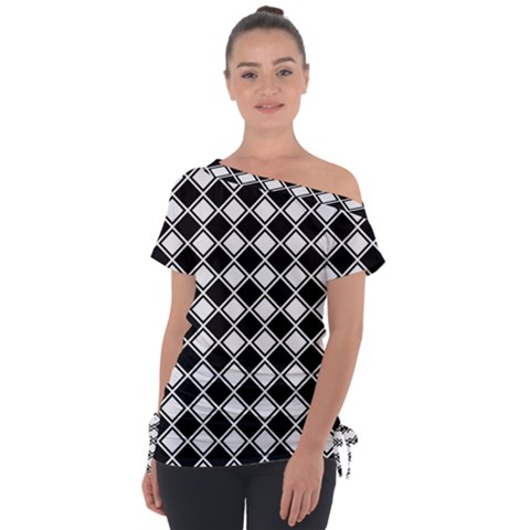 Square Diagonal Pattern Seamless Tie-up Tee by Simbadda