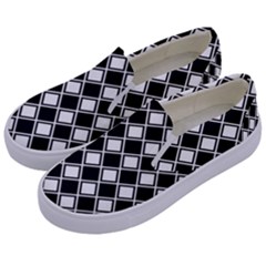 Square Diagonal Pattern Seamless Kids  Canvas Slip Ons by Simbadda