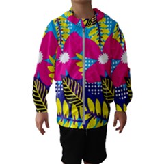 Design Decoration Decor Floral Pattern Hooded Windbreaker (kids) by Simbadda