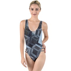 Cube Fantasy Square Shape High Leg Strappy Swimsuit by Simbadda