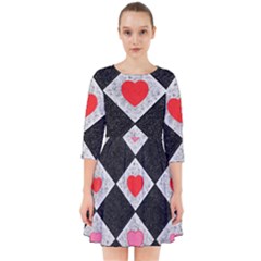 Diamonds Hearts Mosaic Pattern Smock Dress by Simbadda