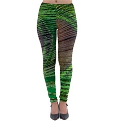Peacock Feather Macro Peacock Bird Lightweight Velour Leggings by Simbadda