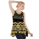 Black Vintage Background With Golden swirls By FlipStylez Designs  Side Drop Tank Tunic View1