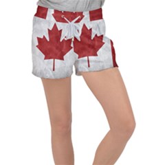 Canada Grunge Flag Women s Velour Lounge Shorts by Valentinaart