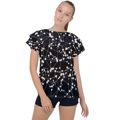 Constellations Ruffle Collar Chiffon Blouse by snowwhitegirl