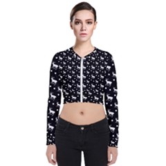 Deer Dots Black Zip Up Bomber Jacket by snowwhitegirl