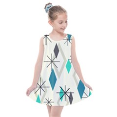 Atomic Era Diamonds (turquoise) Kids  Summer Dress by KayCordingly