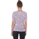 Doodle Bob Pattern Shoulder Cut Out Short Sleeve Top View2