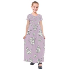 Doodle Bob Pattern Kids  Short Sleeve Maxi Dress by Valentinaart