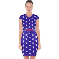 Day Independence July Background Capsleeve Drawstring Dress  by Simbadda