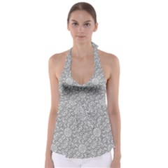 Geometric Grey Print Pattern Babydoll Tankini Top by dflcprints