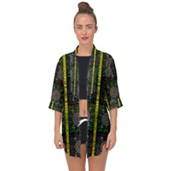 Stars And Flowers Decorative Open Front Chiffon Kimono by pepitasart