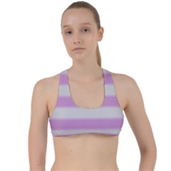 Bold Stripes Soft Pink Pattern Criss Cross Racerback Sports Bra by BrightVibesDesign