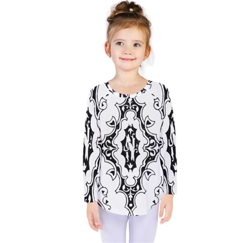 Holbein Floriated Antique Scroll Kids  Long Sleeve Tee by Simbadda