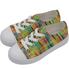 Yellow Blue Red Stripes                                                  Kids  Low Top Canvas Sneakers by LalyLauraFLM