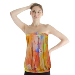 Orange Red Yellow Watercolors Texture                                                         Strapless Top by LalyLauraFLM