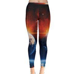 Earth Globe Planet Space Universe Inside Out Leggings by Celenk