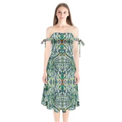 Pattern Design Pattern Geometry Shoulder Tie Bardot Midi Dress by Celenk