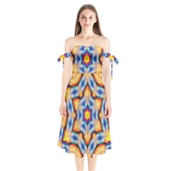 Pattern Abstract Background Art Shoulder Tie Bardot Midi Dress by Celenk