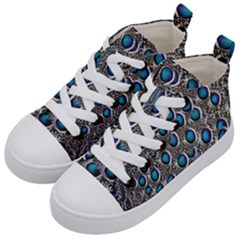 Peacock Pattern Close Up Plumage Kid s Mid-top Canvas Sneakers by Celenk