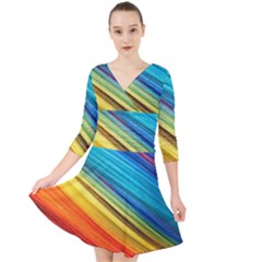 Rainbow Quarter Sleeve Front Wrap Dress by NSGLOBALDESIGNS2