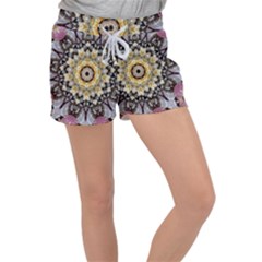 Abstract Art Texture Mandala Women s Velour Lounge Shorts by Simbadda