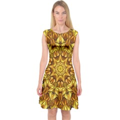 Abstract Antique Art Background Capsleeve Midi Dress by Simbadda