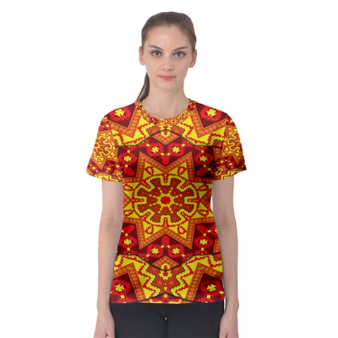 Kaleidoscope Mandala Recreation Women s Sport Mesh Tee by Simbadda