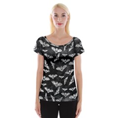Vintage Halloween Bat Pattern Cap Sleeve Top by Valentinaart