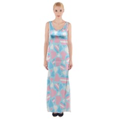 Transgender Pride Hearts; A Cute Trans Pride Motif! Maxi Thigh Split Dress by PrideMarks