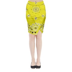 Grunge Yellow Bandana Midi Wrap Pencil Skirt by dressshop