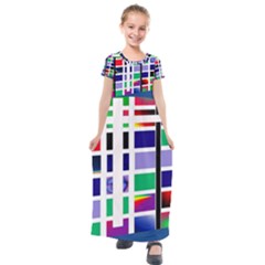 Color Graffiti Pattern Geometric Kids  Short Sleeve Maxi Dress by Nexatart