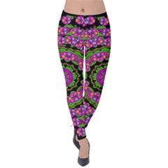 Flowers And More Floral Dancing A Power Peace Dance Velvet Leggings by pepitasart