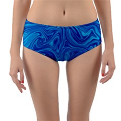 Blue Abstract Pattern Art Shape Reversible Mid-waist Bikini Bottoms by Nexatart