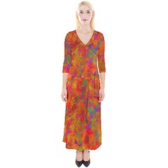 Abstract Pattern Art Canvas Quarter Sleeve Wrap Maxi Dress by Nexatart