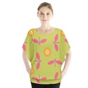 Dragonfly Sun Flower Seamlessly Batwing Chiffon Blouse View1