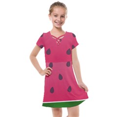 Watermelon Fruit Summer Red Fresh Kids  Cross Web Dress by Nexatart