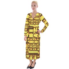 Cubes Grid Geometric 3d Square Velvet Maxi Wrap Dress by Nexatart