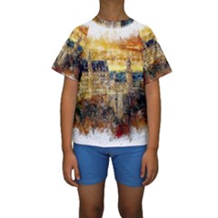 Architecture Castle Fairy Castle Kids  Short Sleeve Swimwear by Nexatart