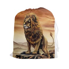 Golden Lion Drawstring Pouch (xxl) by ArtByThree