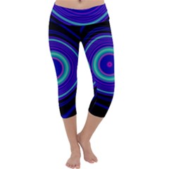 Digital Art Background Pink Blue Capri Yoga Leggings by Sapixe