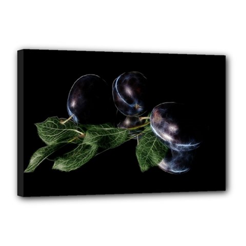 Plums Photo Art Fractalius Fruit Canvas 18  X 12  (stretched) by Sapixe