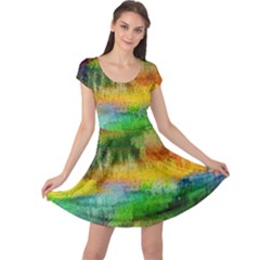 Pattern Texture Background Color Cap Sleeve Dress by Sapixe