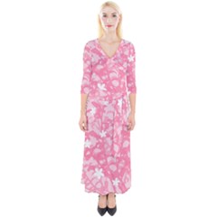 Plant Flowers Bird Spring Quarter Sleeve Wrap Maxi Dress by Sapixe